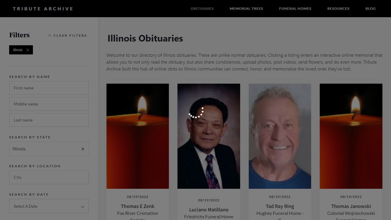 Illinois Obituaries | Tribute Archive